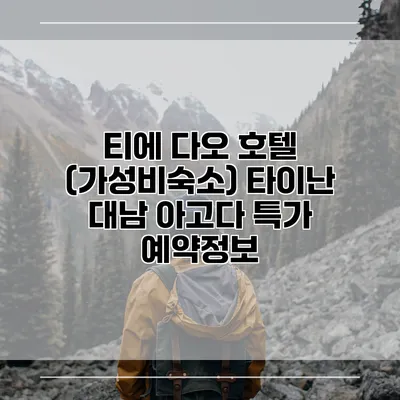 티에 다오 호텔 (가성비숙소) 타이난 대남 아고다 특가 예약정보