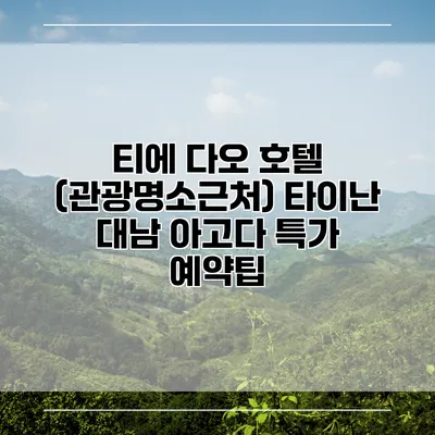 티에 다오 호텔 (관광명소근처) 타이난 대남 아고다 특가 예약팁