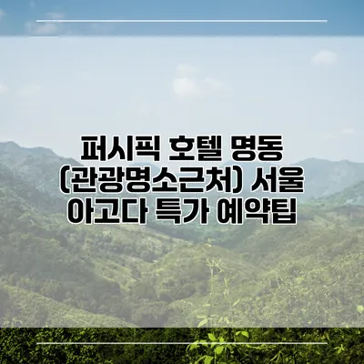 퍼시픽 호텔 명동 (관광명소근처) 서울 아고다 특가 예약팁