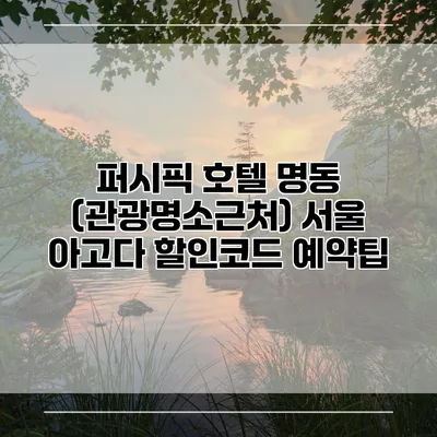 퍼시픽 호텔 명동 (관광명소근처) 서울 아고다 할인코드 예약팁