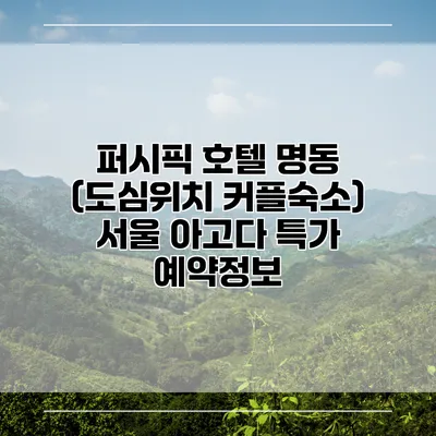 퍼시픽 호텔 명동 (도심위치 커플숙소) 서울 아고다 특가 예약정보