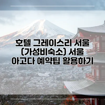 호텔 그레이스리 서울 (가성비숙소) 서울 아고다 예약팁 활용하기