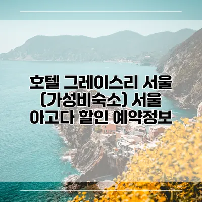 호텔 그레이스리 서울 (가성비숙소) 서울 아고다 할인 예약정보