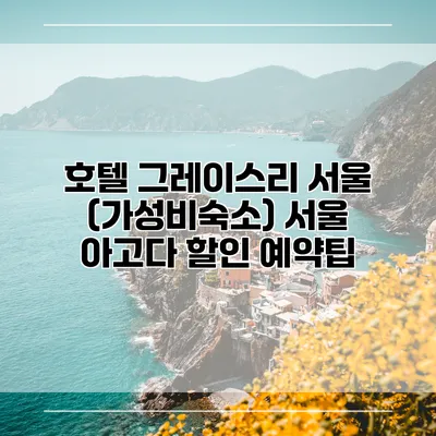호텔 그레이스리 서울 (가성비숙소) 서울 아고다 할인 예약팁