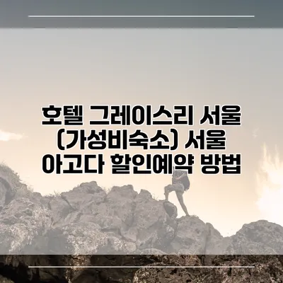 호텔 그레이스리 서울 (가성비숙소) 서울 아고다 할인예약 방법