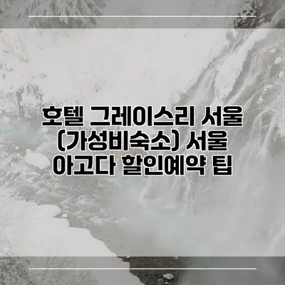 호텔 그레이스리 서울 (가성비숙소) 서울 아고다 할인예약 팁
