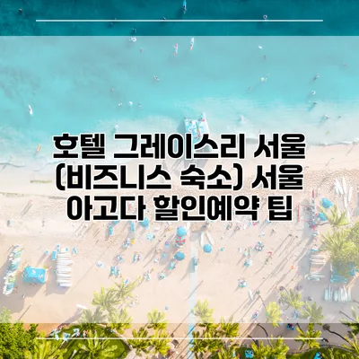 호텔 그레이스리 서울 (비즈니스 숙소) 서울 아고다 할인예약 팁