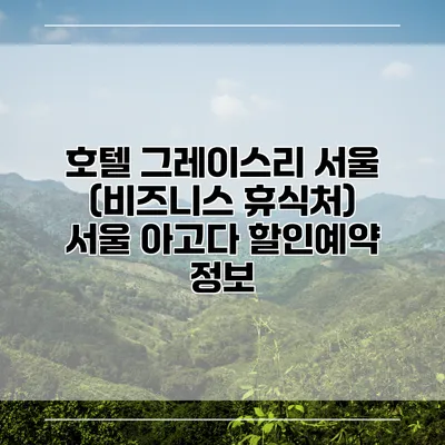 호텔 그레이스리 서울 (비즈니스 휴식처) 서울 아고다 할인예약 정보