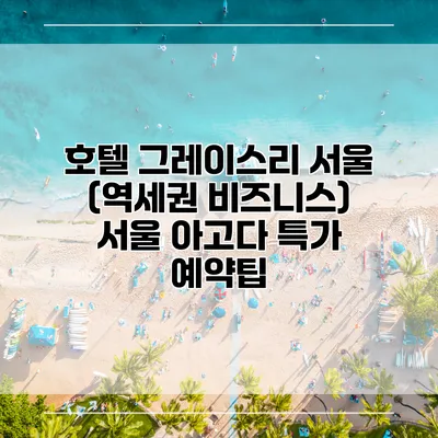호텔 그레이스리 서울 (역세권 비즈니스) 서울 아고다 특가 예약팁