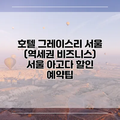 호텔 그레이스리 서울 (역세권 비즈니스) 서울 아고다 할인 예약팁