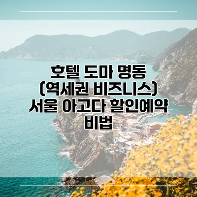 호텔 도마 명동 (역세권 비즈니스) 서울 아고다 할인예약 비법