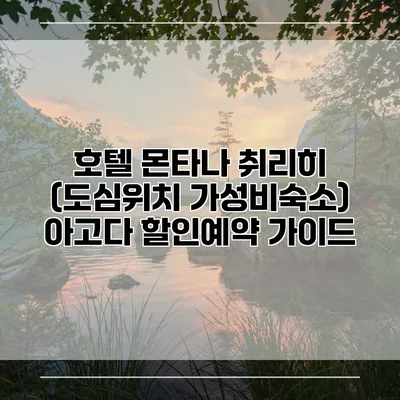 호텔 몬타나 취리히 (도심위치 가성비숙소) 아고다 할인예약 가이드
