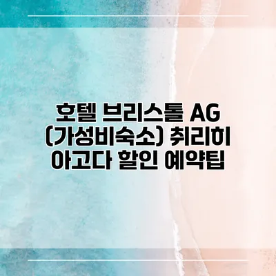호텔 브리스톨 AG (가성비숙소) 취리히 아고다 할인 예약팁