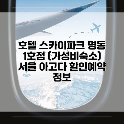 호텔 스카이파크 명동 1호점 (가성비숙소) 서울 아고다 할인예약 정보