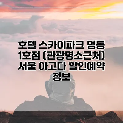 호텔 스카이파크 명동 1호점 (관광명소근처) 서울 아고다 할인예약 정보