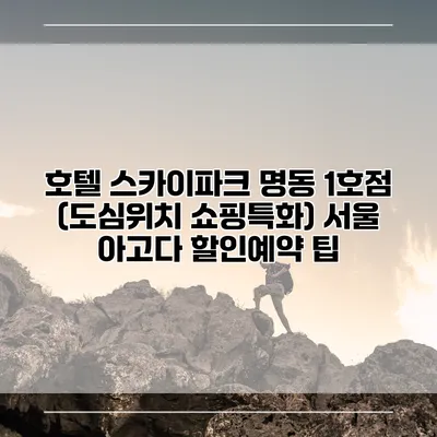호텔 스카이파크 명동 1호점 (도심위치 쇼핑특화) 서울 아고다 할인예약 팁