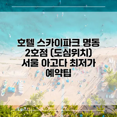 호텔 스카이파크 명동 2호점 (도심위치) 서울 아고다 최저가 예약팁