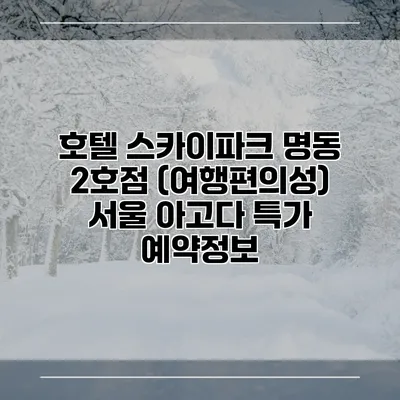 호텔 스카이파크 명동 2호점 (여행편의성) 서울 아고다 특가 예약정보