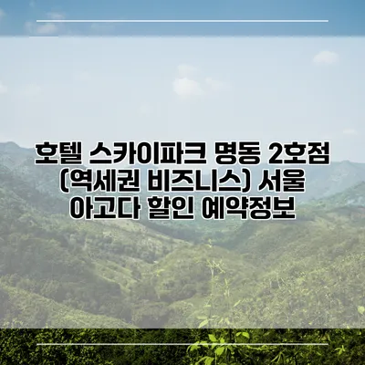 호텔 스카이파크 명동 2호점 (역세권 비즈니스) 서울 아고다 할인 예약정보
