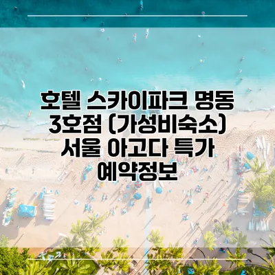 호텔 스카이파크 명동 3호점 (가성비숙소) 서울 아고다 특가 예약정보