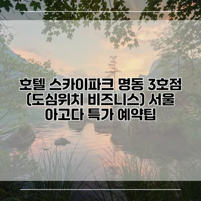 호텔 스카이파크 명동 3호점 (도심위치 비즈니스) 서울 아고다 특가 예약팁