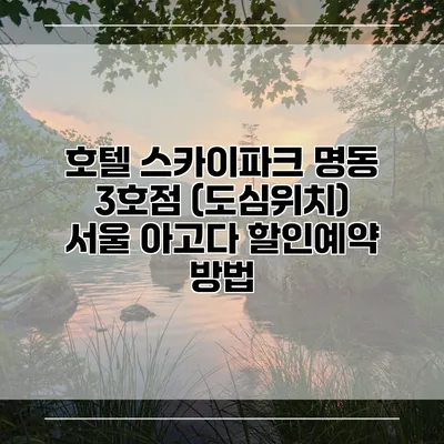 호텔 스카이파크 명동 3호점 (도심위치) 서울 아고다 할인예약 방법