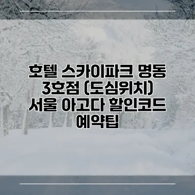 호텔 스카이파크 명동 3호점 (도심위치) 서울 아고다 할인코드 예약팁