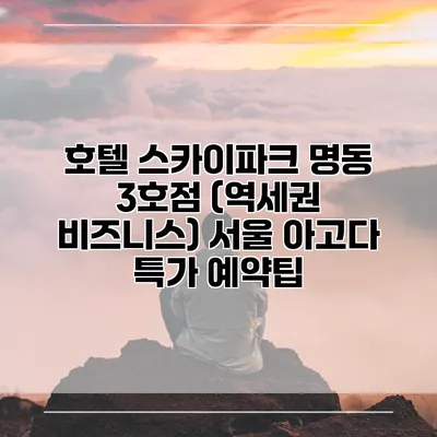 호텔 스카이파크 명동 3호점 (역세권 비즈니스) 서울 아고다 특가 예약팁