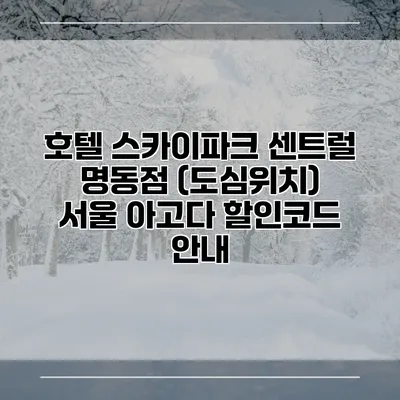호텔 스카이파크 센트럴 명동점 (도심위치) 서울 아고다 할인코드 안내