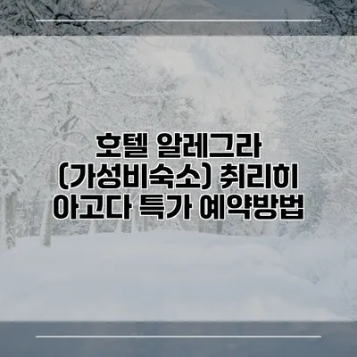 호텔 알레그라 (가성비숙소) 취리히 아고다 특가 예약방법