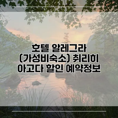 호텔 알레그라 (가성비숙소) 취리히 아고다 할인 예약정보