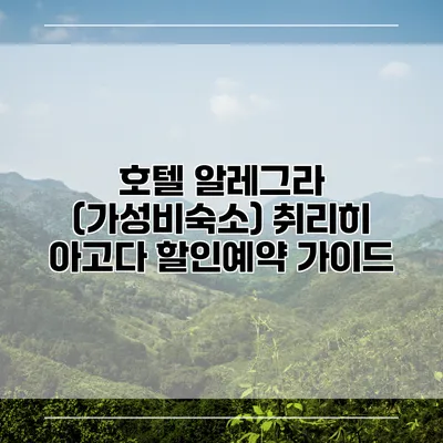 호텔 알레그라 (가성비숙소) 취리히 아고다 할인예약 가이드