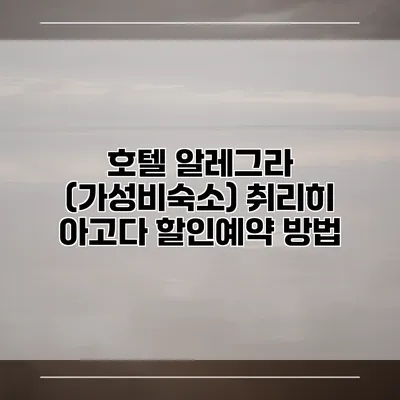 호텔 알레그라 (가성비숙소) 취리히 아고다 할인예약 방법
