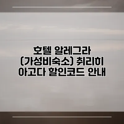 호텔 알레그라 (가성비숙소) 취리히 아고다 할인코드 안내