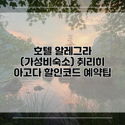 호텔 알레그라 (가성비숙소) 취리히 아고다 할인코드 예약팁