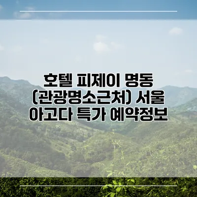 호텔 피제이 명동 (관광명소근처) 서울 아고다 특가 예약정보