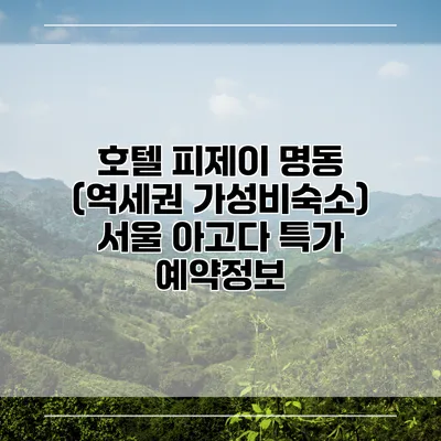 호텔 피제이 명동 (역세권 가성비숙소) 서울 아고다 특가 예약정보