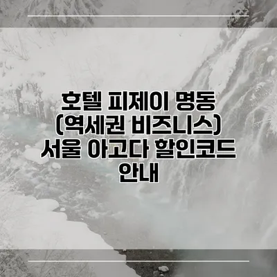 호텔 피제이 명동 (역세권 비즈니스) 서울 아고다 할인코드 안내